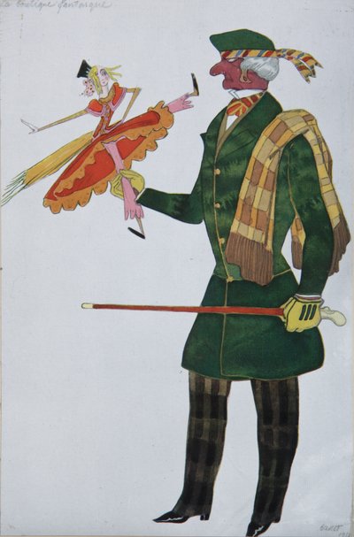 Inglés. Diseño de vestuario para el ballet La tienda de juguetes mágicos de G. Rossini, 1919 de Leon Bakst