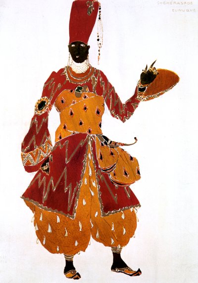 Diseño de vestuario de eunuco para el ballet Scheherazade, 1910 de Leon Bakst