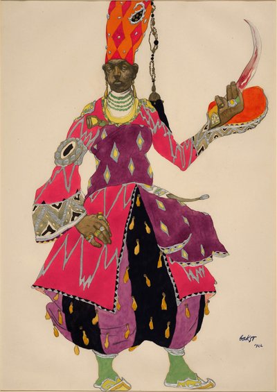 Eunuco. Vestuario para el ballet Sheherazade de Nicolas Rimski-Korsakov 1922 de Leon Bakst