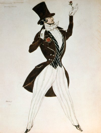 Florestan, diseño para un traje para el ballet Carnaval compuesto por Robert Schumann, 1919 de Leon Bakst
