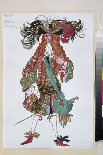 Galisson, vestuario para el ballet La Bella Durmiente de Piotr Tchaikovsky - Obra de Leon Bakst (1866-1924), litografía 1921 - (Galisson, diseño de vestuario para el ballet La Bella Durmiente de Tchaikovsky, de Leon Bakst, Litografía en color de Leon Bakst