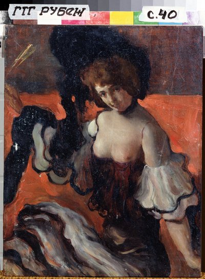 En un restaurante, dama de negro de Leon Bakst