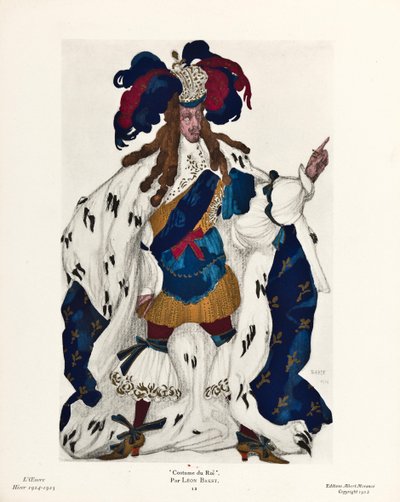 Rey. Diseño de vestuario para el ballet La Bella Durmiente de P. Tchaikovsky, 1921 de Leon Bakst