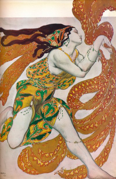 Narciso: Una Bacante. Diseño de vestuario para la danza Narciso, 1911 de Leon Bakst