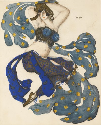Odalisca. Diseño de vestuario para el ballet Sheherazade de N. Rimsky-Korsakov de Leon Bakst