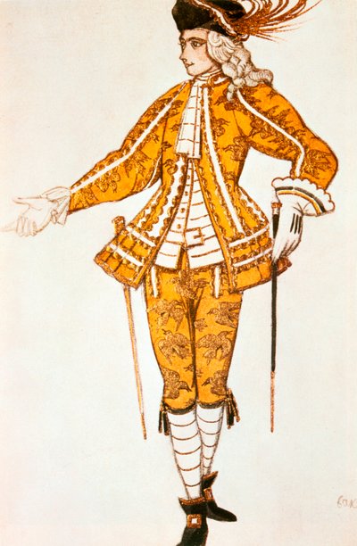 Página de la hada de los Canarios, diseño de vestuario para el ballet La Bella Durmiente de Tchaikovsky, 1921 de Leon Bakst