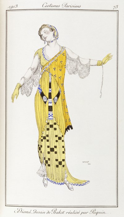 Ropa parisina: Dione-dibujo de Bakst ejecutado por Paquin, 1913 de Leon Bakst