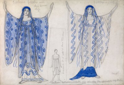 Fedra. Diseño de vestuario para el drama Fedra Phèdre de Jean Racine, ca 1923 de Leon Bakst