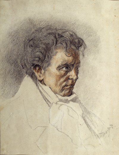 Retrato de Ludwig van Beethoven (1770-1827) (Ludwig van Beethoven). Pintura de León Bakst (1866-1924). Acuarela y pastel sobre papel, 29,5 x 23,5 cm. Arte ruso, finales del siglo XIX, principios del siglo XX. Museo Estatal de Arte de la República Kirguisa, de Leon Bakst