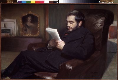 Retrato del artista Alexander Benois (1870-1960) (Retrato del artista Alexandre Benois). Dibujo de Leon Bakst (1866-1924). Acuarela y pastel sobre papel, 64,5 x 100,3 cm de Leon Bakst