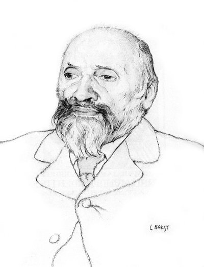 Retrato del compositor ruso Mily Balakirev, 1907 de Leon Bakst