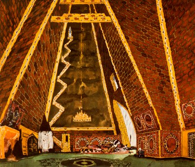 Diseño de Escenario para Thamar, ballet de Mily Balakirev de Leon Bakst