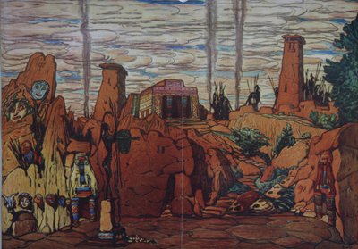 Diseño escénico para el ballet Hélène de Sparte de E. Verhaeren y D. de Séverac, 1912 de Leon Bakst