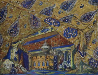 Diseño de escenario para el ballet Fantasía Oriental de Ippolitov-Ivanov y Mussorgsky, 1913 de Leon Bakst