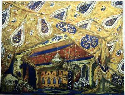 Diseño de escenario para el ballet Sheherazade de N. Rimsky-Korsakov, 1910 de Leon Bakst