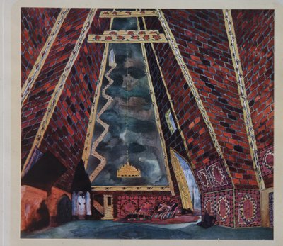 Diseño de escenario para el ballet Thamar de M.A. Balakirev, 1912 de Leon Bakst