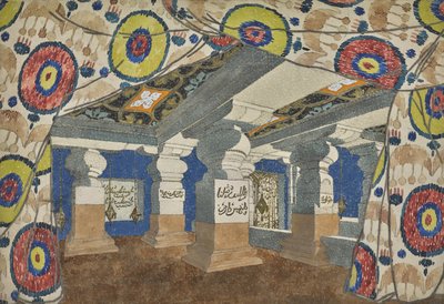 Diseño de escenario para la revista Aladino, o la Lámpara Maravillosa, 1919 de Leon Bakst