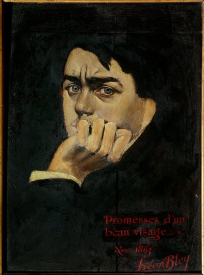 Autorretrato Promesas de una hermosa pintura de cara de León Bloy (1846-1917) 1863 Colección privada. de Leon Bloy