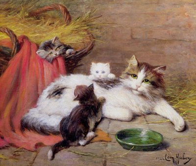 Gato con Gatitos, 1924 de Leon Charles Huber