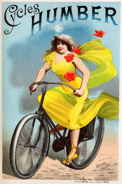 Transporte. Bicicletas Humbert. Póster de Choubrac, Francia, c.1895 de Leon Choubrac