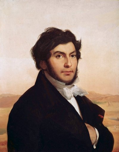Retrato de Jean-François Champollion (1790-1832), egiptólogo francés, descifrador de jeroglíficos. Pintura de Léon Cogniet (1794-1880). Museo del Louvre de Léon Cogniet