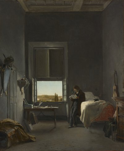 The Artist in His Room at the Villa Medici, Rome de Léon Cogniet