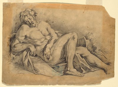 Dibujo, Baco durmiendo (según Poussin), 1886-92 de Leon Dabo