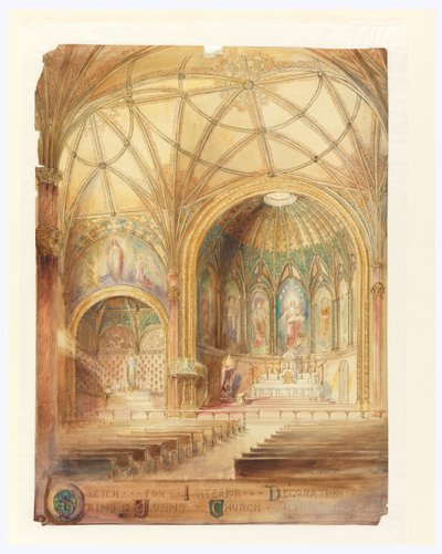 Representación del interior, Iglesia de San Juan, Utica, NY de Leon Dabo