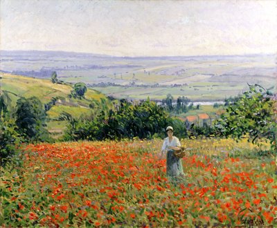 Mujer en un campo de amapolas de Leon Giran Max