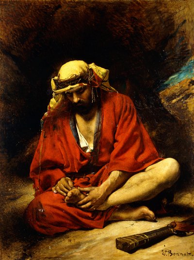 Un árabe sacándose una espina del pie de Leon Joseph Florentin Bonnat