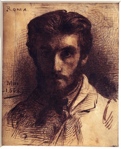 Autorretrato (dibujo) de Leon Joseph Florentin Bonnat
