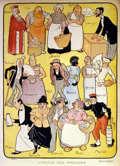La ironía de los nombres, ilustración de principios del siglo XX para la revista 