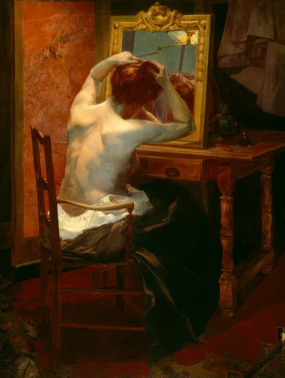 Una dama en el tocador de Leon Olivier Bon
