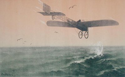 Louis Bleriot (1872-1936) cruzando el Canal de la Mancha por primera vez en avión el 25 de julio de 1909, c.1910 de Leon Pousthomis