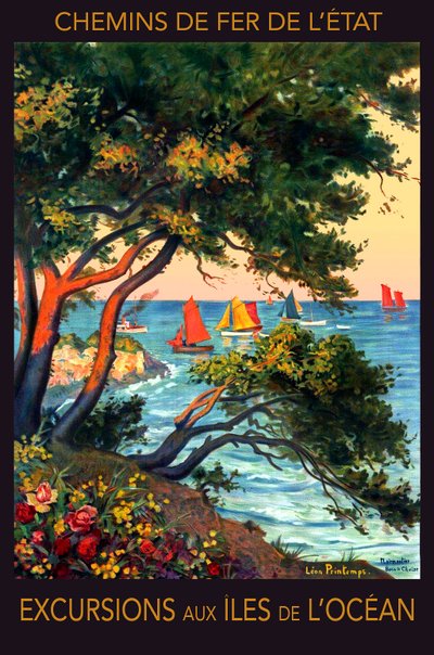 Excursiones a las islas del Océano Atlántico, Noirmoutier, principios del siglo XX (cartel) de Leon Printemps