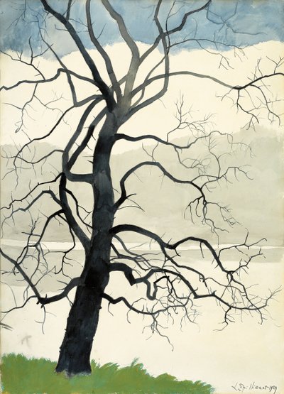 Árbol solitario al borde del estanque de Leon Spilliaert