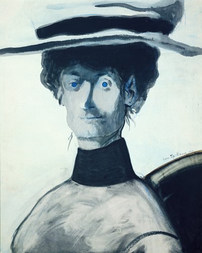 Mujer con sombrero rosa de Leon Spilliaert