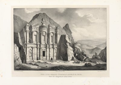 Vista de una Gran Tumba llamada El Deir, Petra de Leon de Laborde