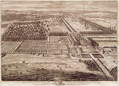 Vista de Temple Newsam House desde el este, grabado por Jan Kip (c.1652-1722) 1702 de Leonard (after) Knyff