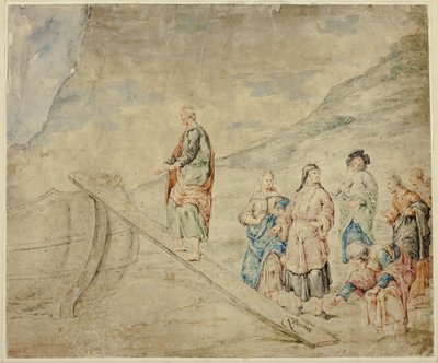 Hombre Montando Tabla al Barco de Leonard Bramer