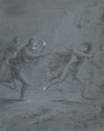 Escena nocturna con soldados persiguiendo a un fugitivo Mark XIV, 5-52, 1611-74 de Leonard Bramer