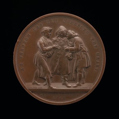 Solicitando votos escena central de una pintura de William Hogarth [reverso], 1848 de Leonard Charles Wyon