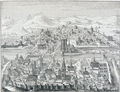 Gran vista en perspectiva de París en 1607, basada en el grabado de Léonard Gaultier de Leonard Gaultier