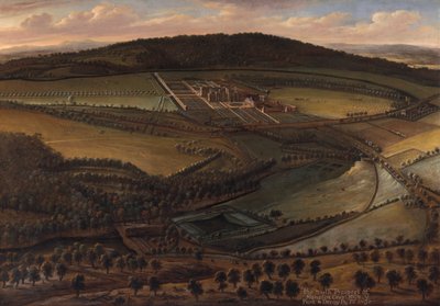 Perspectiva norte de Hampton Court, Herefordshire de Leonard Knyff