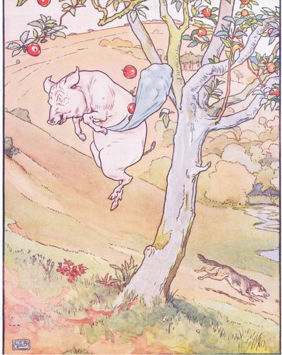 ¿Son manzanas bonitas? Sí, muy bonitas, dijo el cerdito, te arrojaré una de Leonard Leslie Brooke