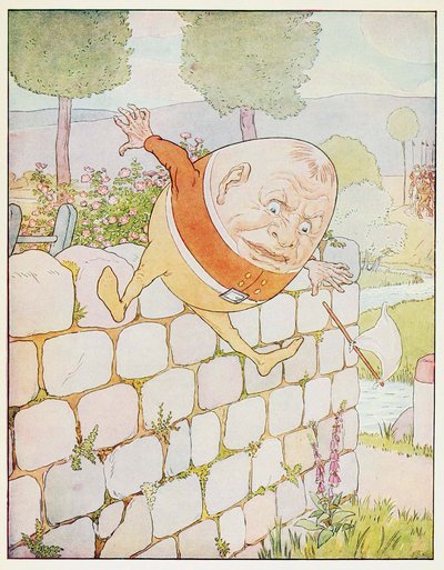 Humpty Dumpty tuvo una gran caída, de Un Libro de Rimas Infantiles, pub. 1914 de Leonard Leslie Brooke