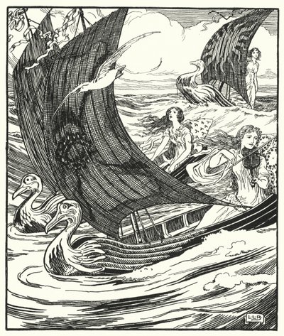 Vi tres barcos pasar navegando de Leonard Leslie Brooke