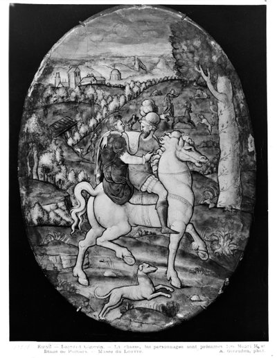 Caza, retrato presumido de Enrique II y Diana de Poitiers de Leonard Limosin