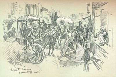 Escena de una calle en Delhi, c1903 de Leonard Raven Hill