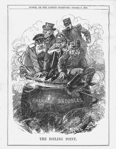 El punto de ebullición. Revista Punch, 2 de octubre de 1912, 1912 de Leonard Raven Hill